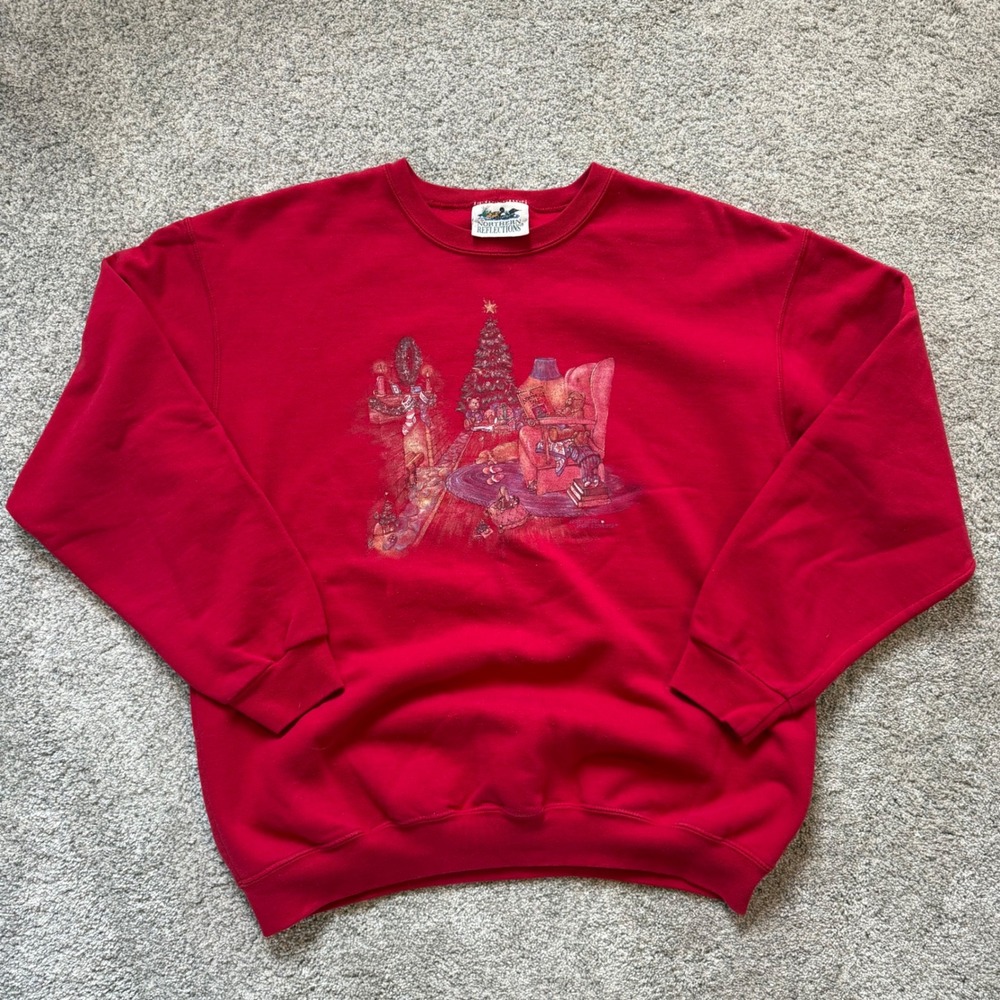 Vintage Northern Reflections Christmas Teddy Bear Red Crewneck Sweatshirt Medium